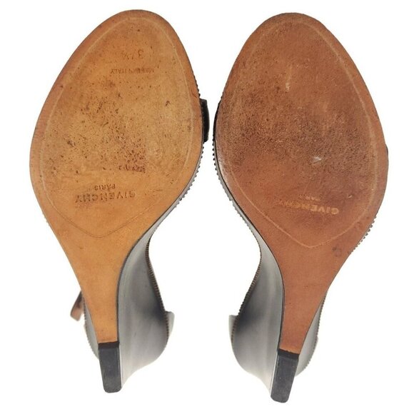 Givenchy Leather Zipper Trim Platform Ankle Strap Wedge Sandals 37.5 US 7 $1245 - Picture 8 of 11